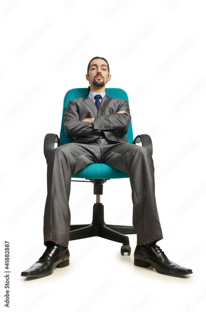 Businessman sitting in the chair on white Businessman sitting in the chair on white