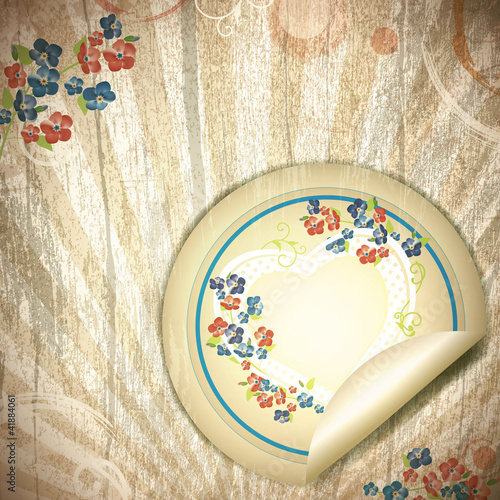 Vintage wooden background with heart