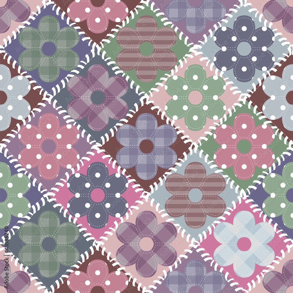patchwork background with flowers