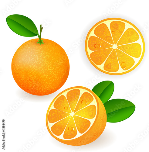 Fresh orange fruits with leaves