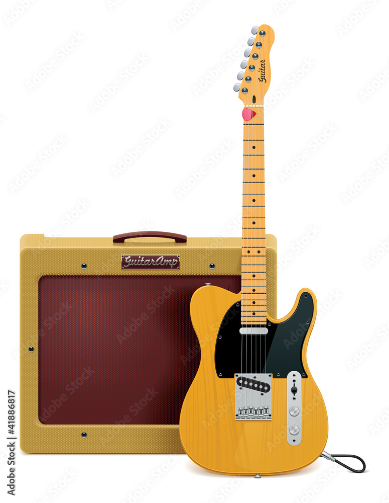 Naklejka premium Vector guitar and amp icon