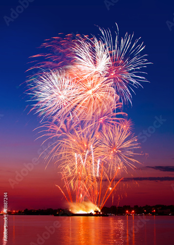 Colorful firework in a night sky