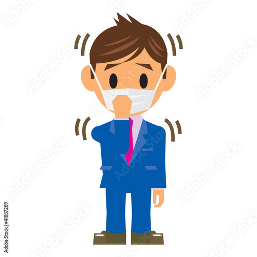 ビジネスマン イラスト マスク 咳