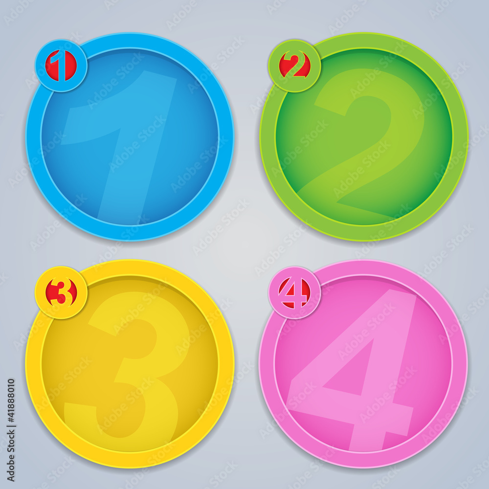 Label Color For Inprogress One, Two, Three, Four progress circular labels in colors Stock Vector ...