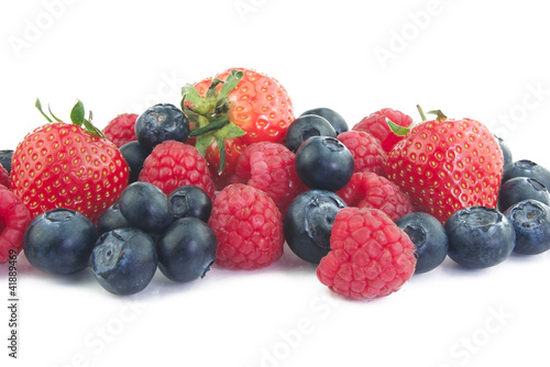 Blueberries, raspberries and strawberries