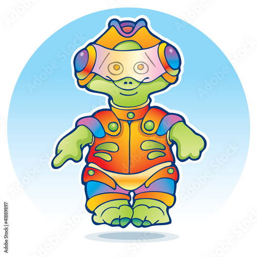 Funny alien wearing space suit