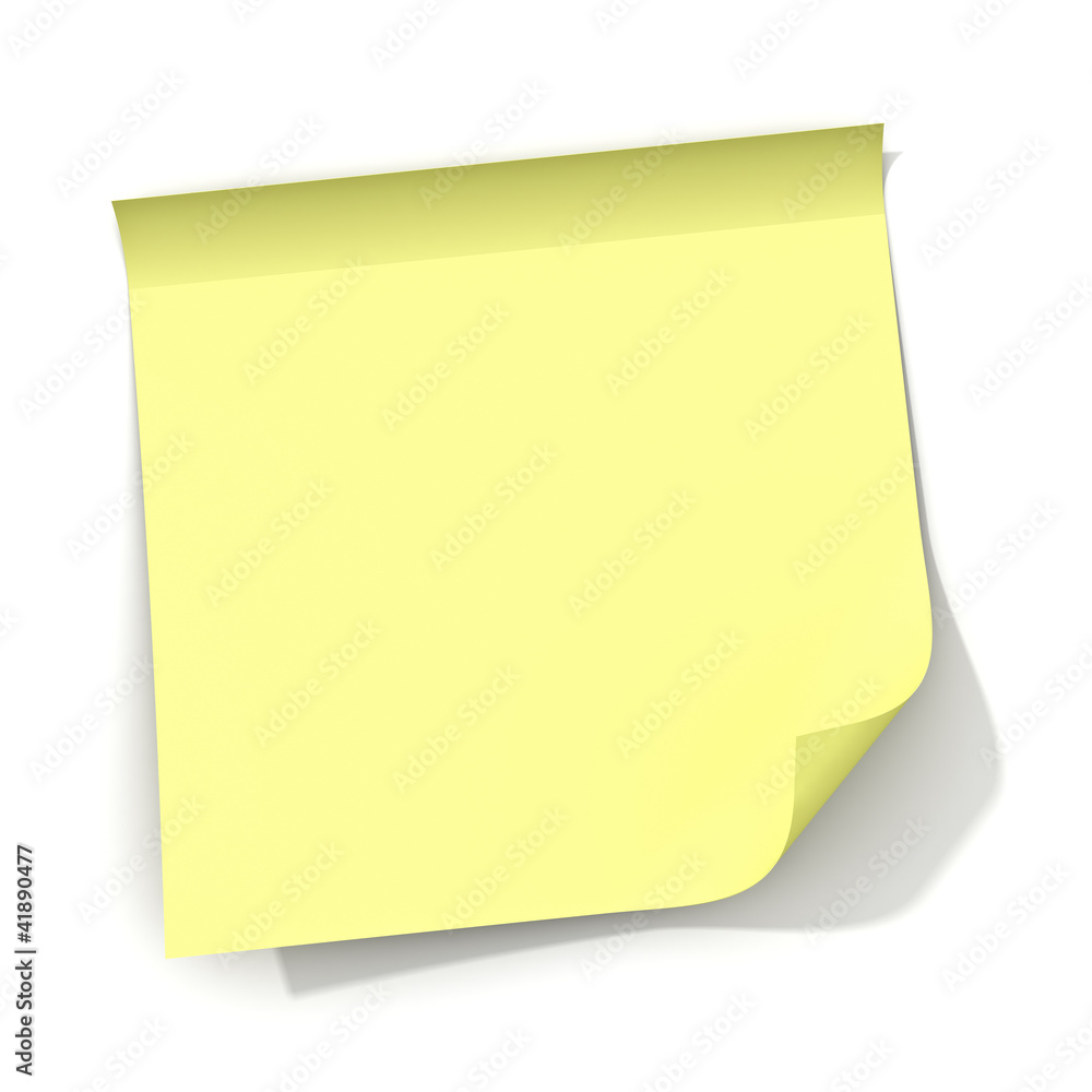 Sticky note with curled corner Sticky note with curled corner
