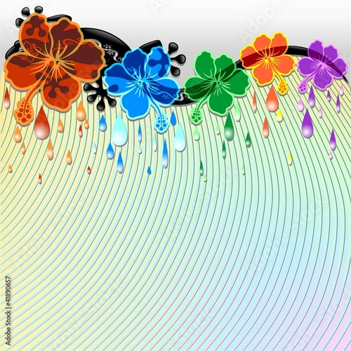 Geco Rettile su Fiori Design Gecko on Flowers Background