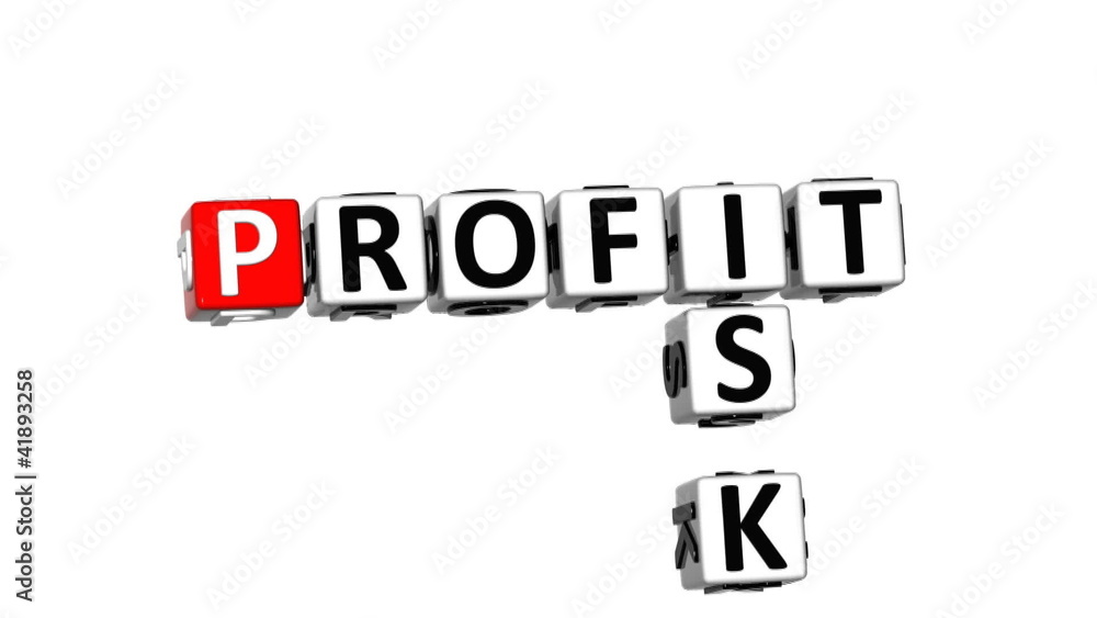 3D Profit Risk Crossword on white background 3D Profit Risk Crossword on white background