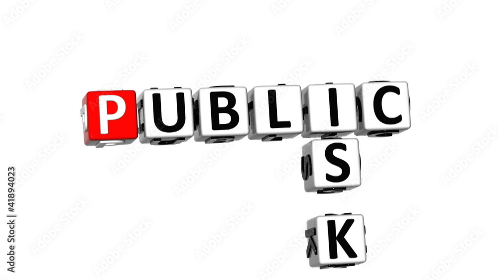 3D Public Risk Crossword on white background 3D Public Risk Crossword on white background