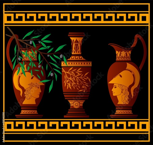 red greek jugs. vector illustration