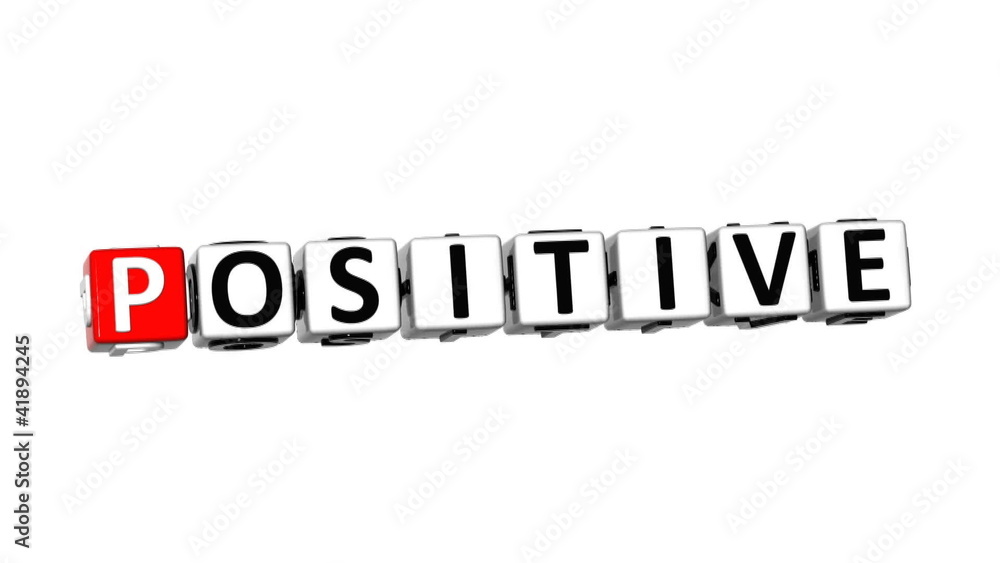 3D Think Positive Crossword on white background 3D Think Positive Crossword on white background