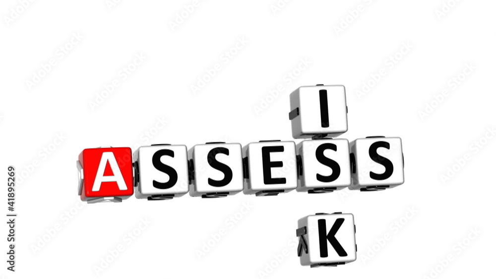 3D Assess Risk Crossword on white backgound 3D Assess Risk Crossword on white backgound