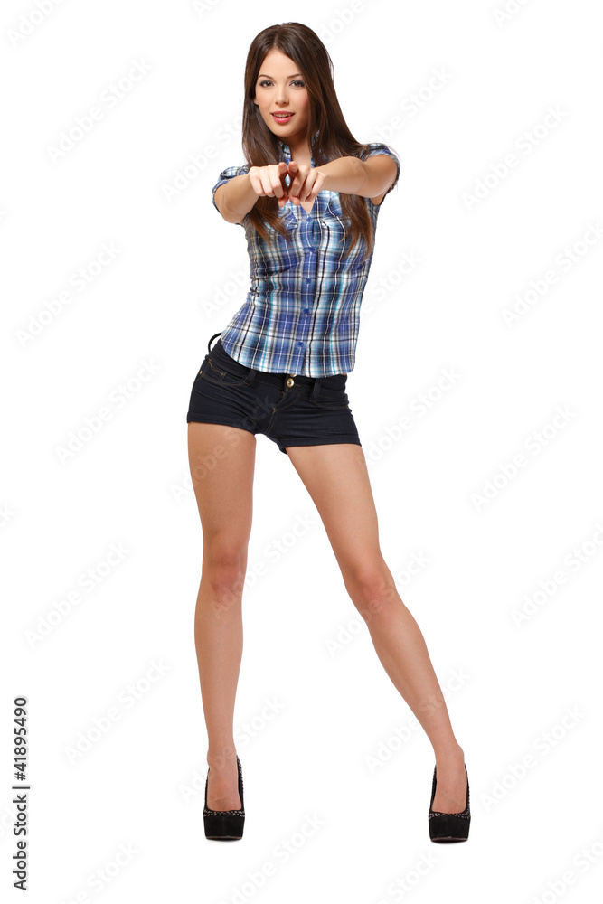 sexy young woman pointing at you sexy young woman pointing at you