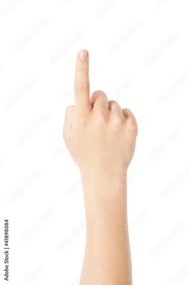 Human right hand with finger pressing or touching Human right hand with finger pressing or touching
