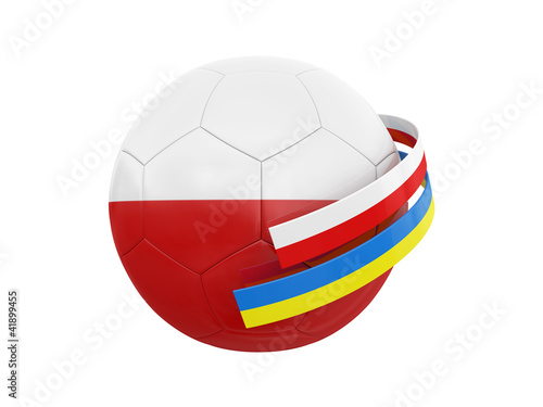 soccer ball with poland and ukraine ribbons