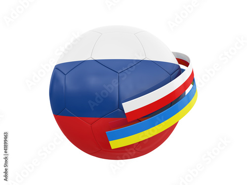 soccer ball with poland and ukraine ribbons