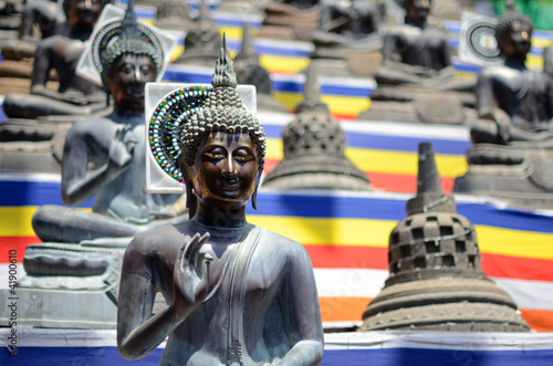 Sticker Buddha statues at Gangarama Temple in Colombo,Sri Lanka