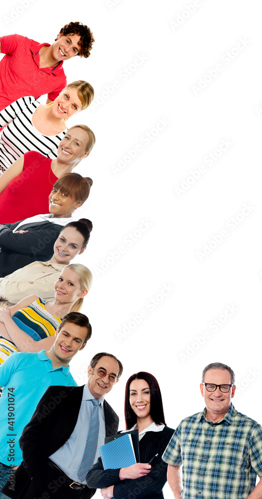 Obraz premium L shaped collage made of 10 different people