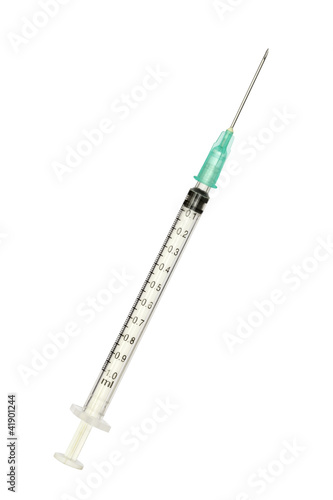 Plastic syringe isolated on white background