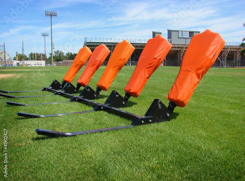 Фотография american football practice blocking sled