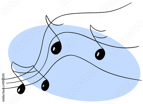 Vector black notes on a blue background