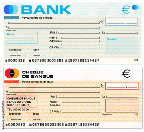 chèque de banque, chèque banquaire