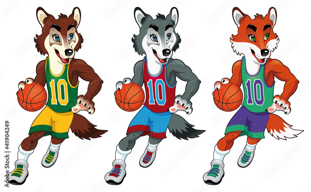 Naklejka premium Basketball mascots. Vector isolated characters