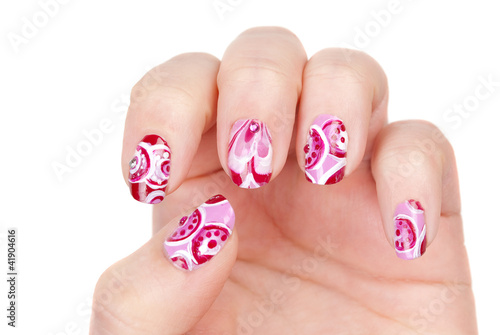 art modern pink abstract manicure