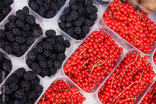 Fruit market in Vienna - blackberry and red currant