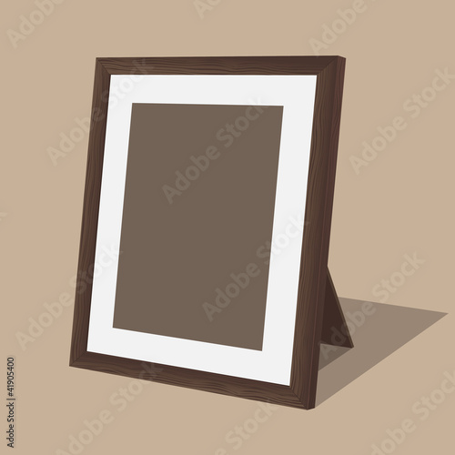 Wooden photo frame. Vector illustration.