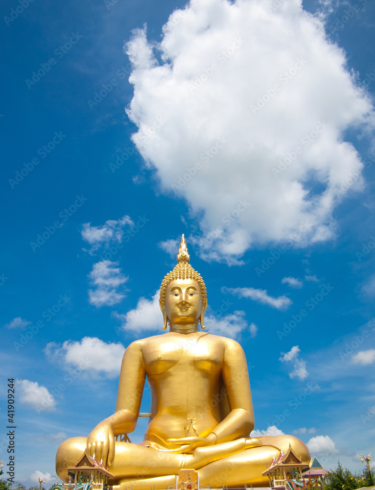 Golden Buddha with sky at Wat Muang, Ang Thong thailand Golden Buddha with sky at Wat Muang, Ang Thong thailand