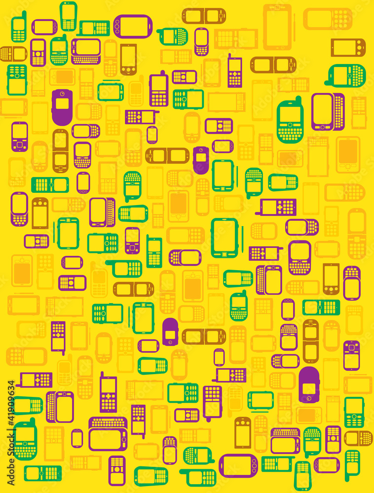 Background made with cellphones and smartphones in vectors