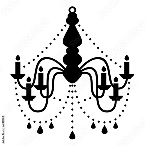 Chandelier silhouette isolated on white