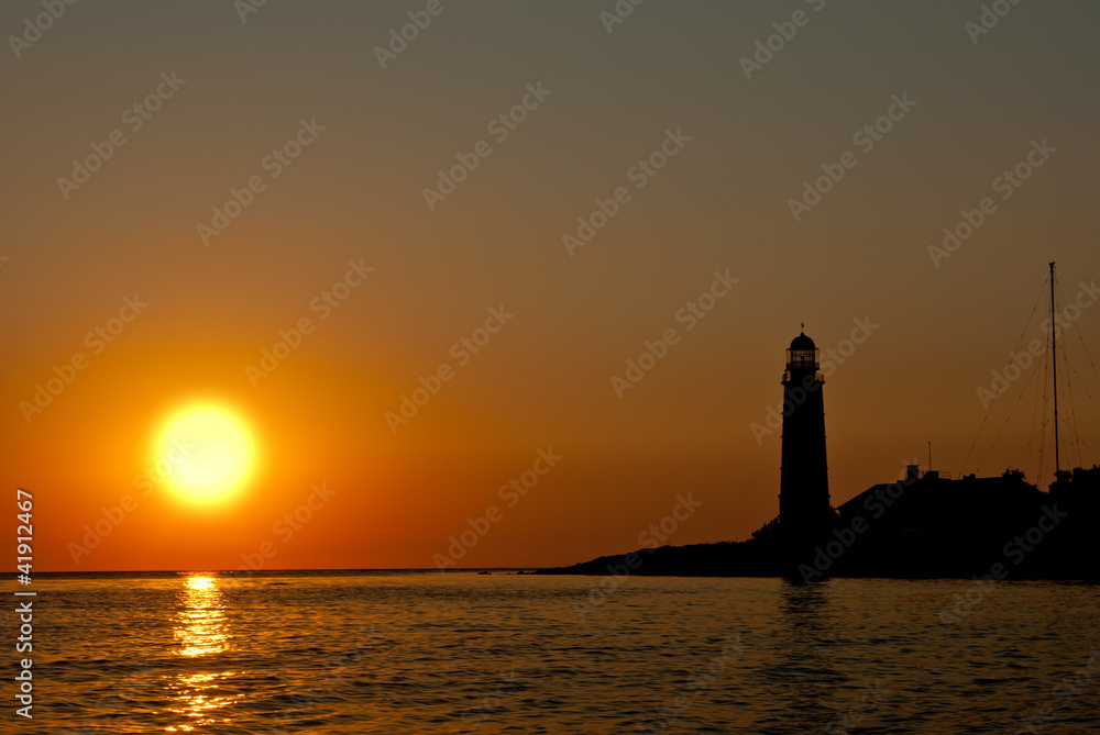 Silhouette of a lighthouse