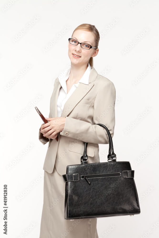 Beautiful business woman smileing on white background Beautiful business woman smileing on white background