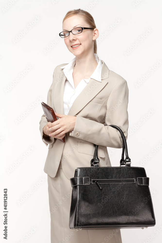 Beautiful business woman smileing on white background Beautiful business woman smileing on white background