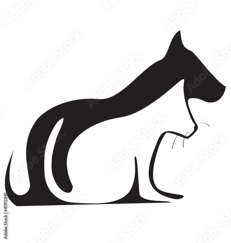 Cat and dog silhouettes logo vector photo