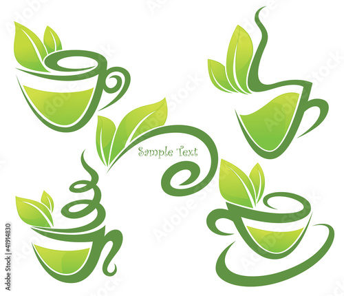 green tea, vector collection of forms, symbols and images
