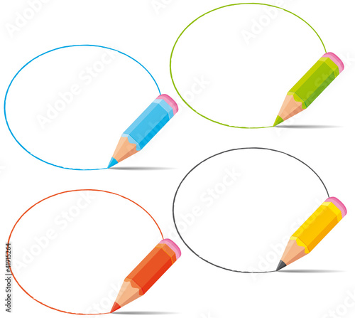 Colorful pencils surrounding blank space.