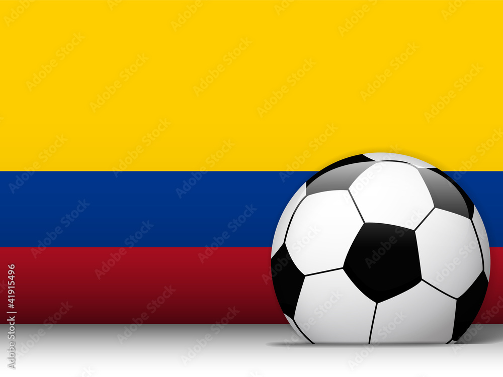 Colombia Soccer Ball with Flag Background Colombia Soccer Ball with Flag Background