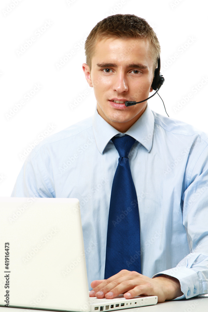A customer service agent, isolated on white A customer service agent, isolated on white
