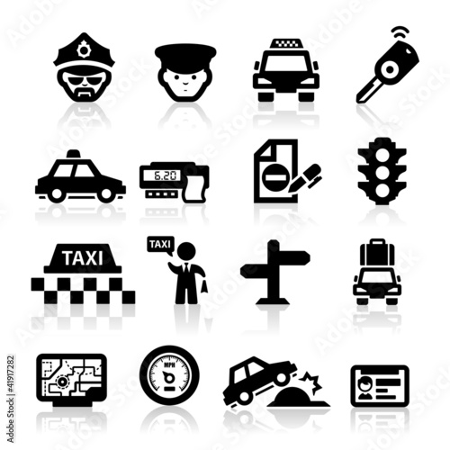 Taxi Business icons set Elegant series