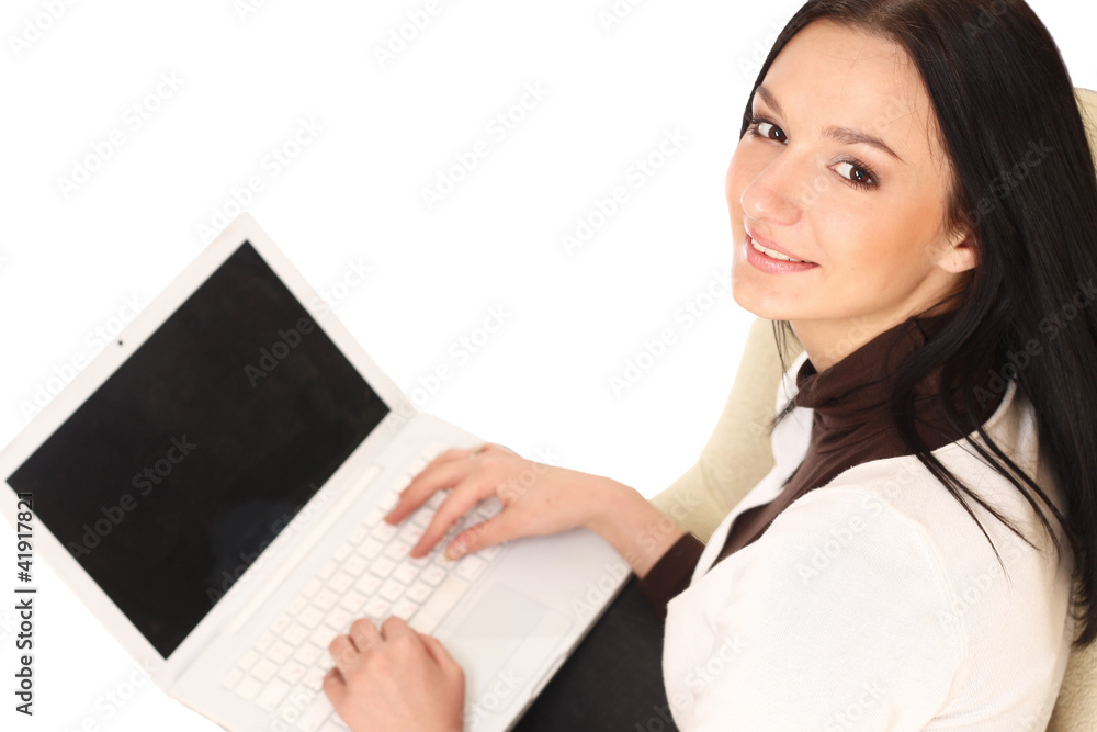 Portrait of beautiful business woman with laptop Portrait of beautiful business woman with laptop