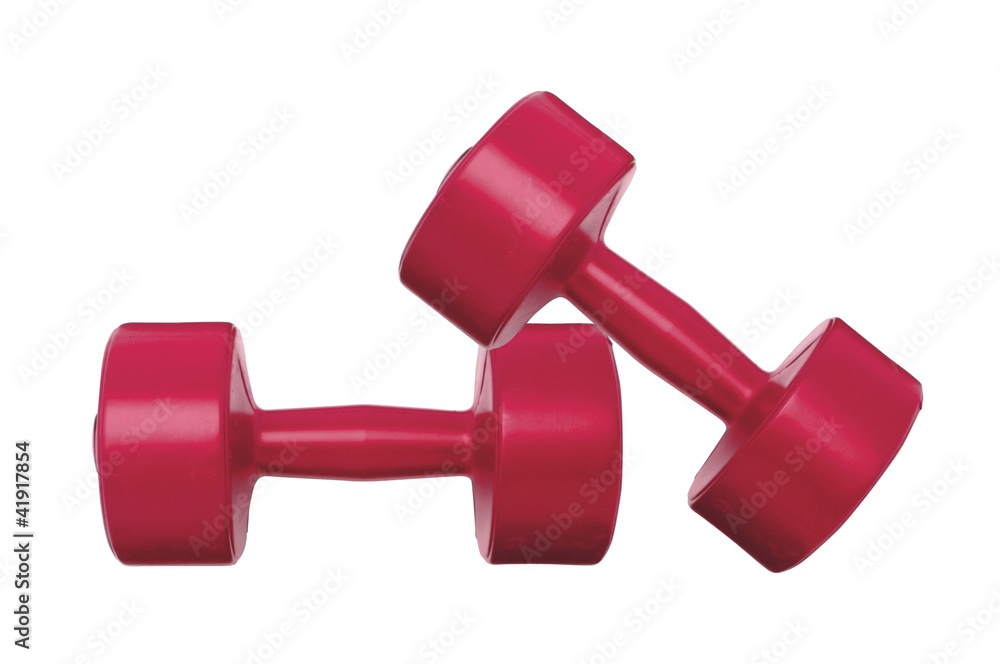 red dumbbells fitness isolated on white red dumbbells fitness isolated on white