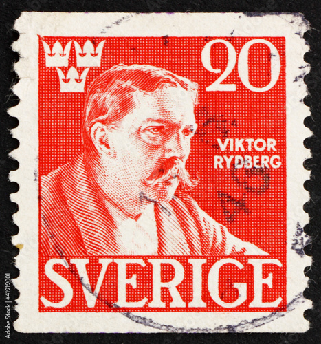 Postage stamp Sweden 1945 Viktor Rydberg, Writer