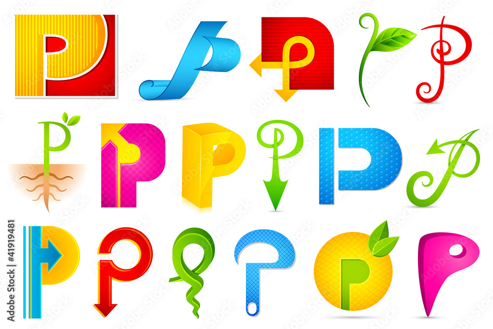 Different Icon with alphabet P Different Icon with alphabet P