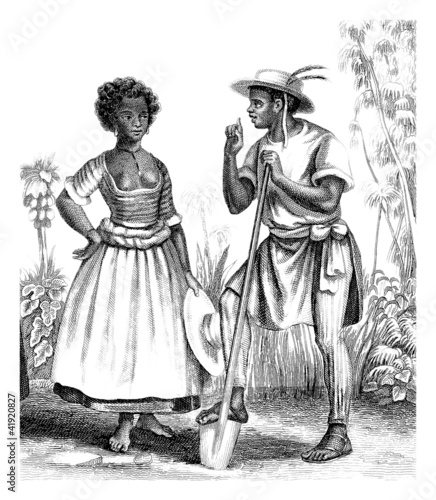 Photography Black Pair - Slaves - Brasil - beginning 19th century