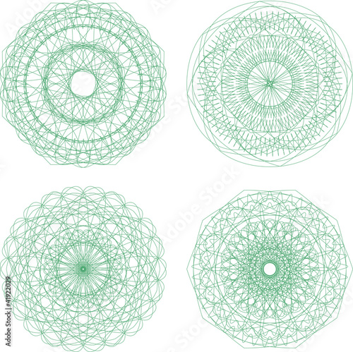 Set of vector guilloche rosettes certificate or diplomas