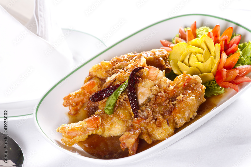 crispy prawn, fried crispy prawn with sweet sauce crispy prawn, fried crispy prawn with sweet sauce